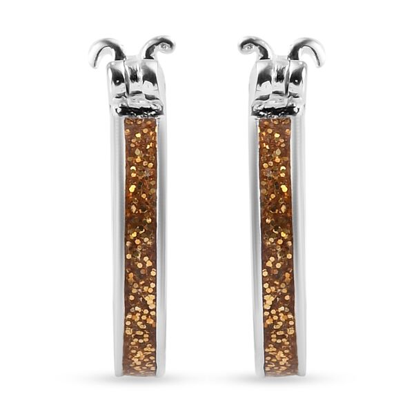 Orange emailliert Creolen 925 Silber image number 0