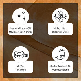 LA MAREY - 100% Maulbeeren-Seidenschal, Chiffon, 110x180 cm, Gelb und Orange