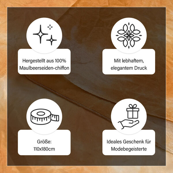 LA MAREY - 100% Maulbeeren-Seidenschal, Chiffon, 110x180 cm, Gelb und Orange image number 4