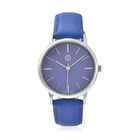 Strada - Schlichte Uhr mit Sternenstaub Effekt, Modernes PU-Leder Armband, wasserdicht, japanisches Uhrwerk, Blau image number 0