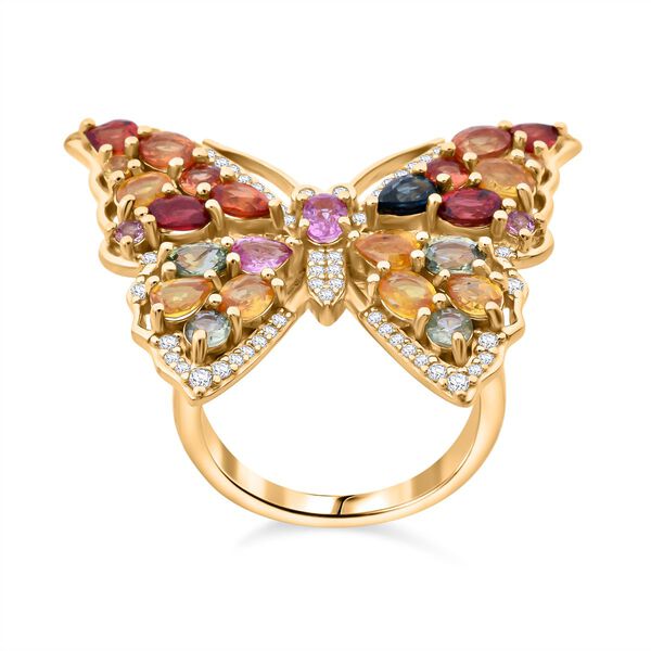 Mehrfarbiger Saphir und Zirkon Ring - 5,27 ct.