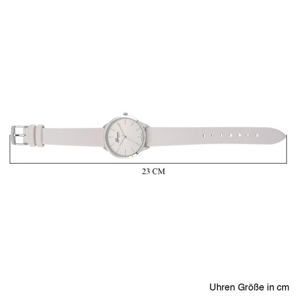 GENOA TIME V2 - Quarzuhr mit japanischem PC21S Werk, wei&szlig;em Zifferblatt und wei&szlig;em Lederarmband, Edelstahl Geh&auml;use, 3 ATM wasserdicht image number 8