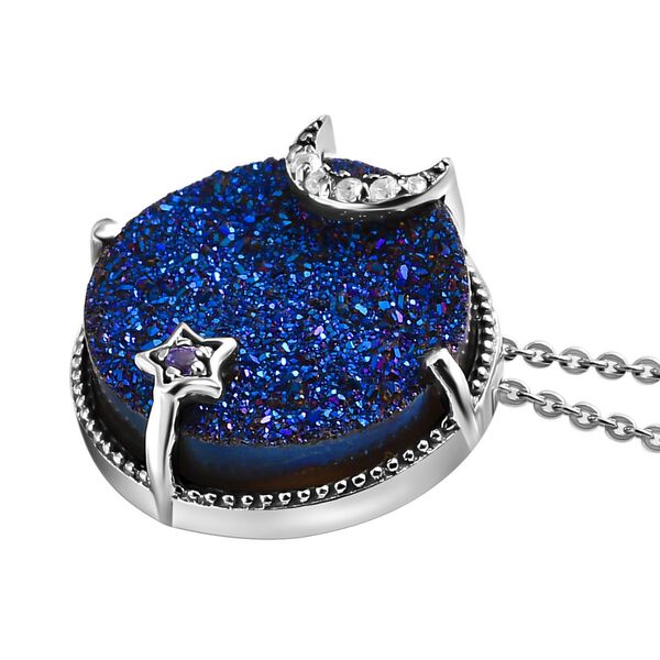 GP Celestial Dream Kollektion - Blauer Drusen Quarz Tansanit, Zirkon und blauer Saphir-Anh&auml;nger mit Kette image number 4