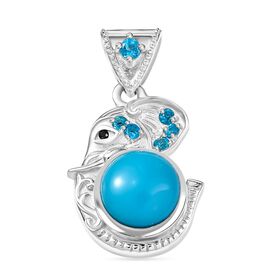 AA Sleeping Beauty Türkis, Neon Apatit Anhänger 925 Silber rhodiniert ca. 2.06 ct
