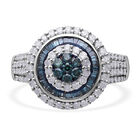 Blauer Diamant Ring 925 Silber platiniert (Größe 18.00) ca. 1.50 ct