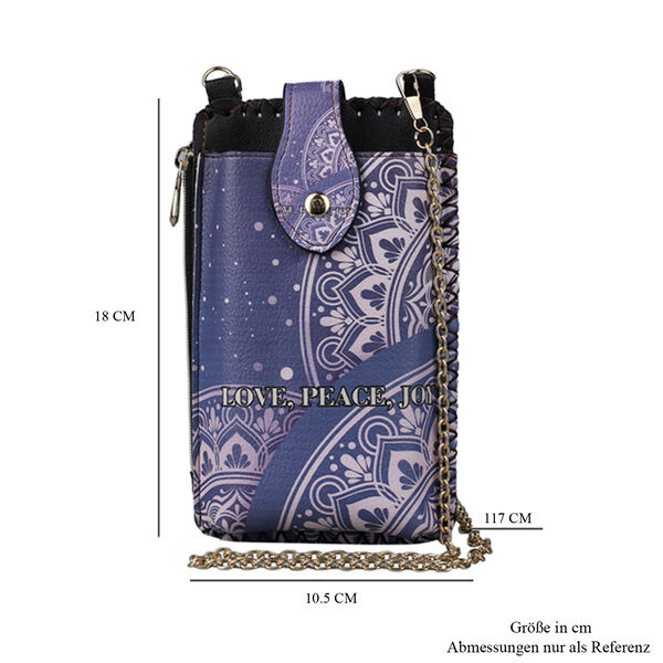 Boho Stil Crossbody Handytasche, Größe 18x10,5 cm, Dunkelblau image number 7