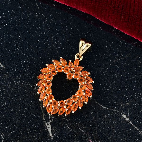 D'Joy AA Salamanca Feueropal Anh&auml;nger 925 Silber 750 Gelbgold Vermeil ca. 2,08 ct. image number 2