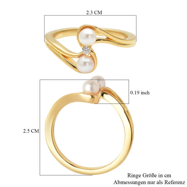 Japanische Akoya Perle und Zirkon Bypass Ring 925 Silber vergoldet  ca. 0,05 ct image number 6