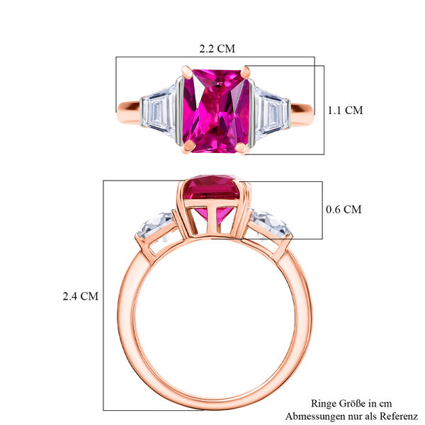 LUXURIANT - AAA Lab Created Rosa Saphir, Moissanit Ring 925 Silber (Gr&ouml;&szlig;e 19.00) ca. 3.92 ct image number 6
