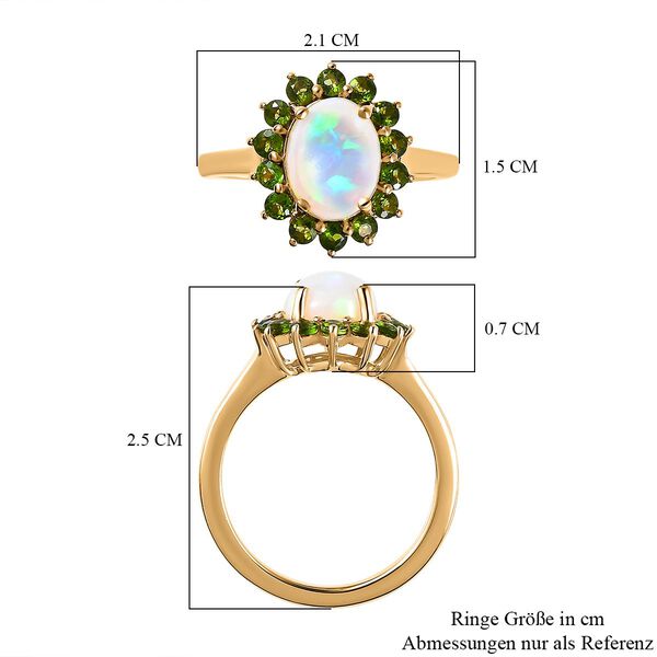 AA nat&uuml;rlicher, &auml;thiopischer Welo Opal und Chromdiopsid Ring und Anh&auml;nger image number 8