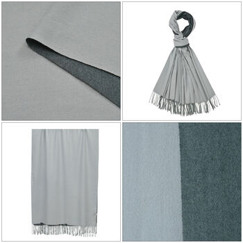 Luxuri&ouml;ser Winterschal mit Fransen, Hellgrau/Dunkelgrau