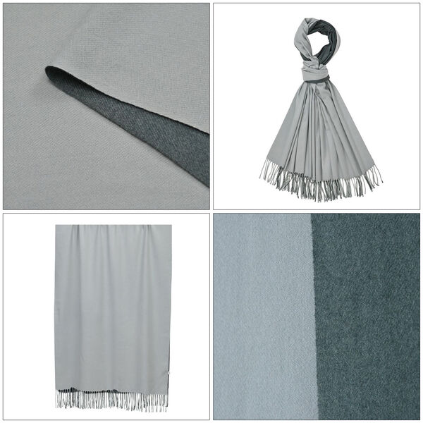 Luxuriöser Winterschal mit Fransen, Hellgrau/Dunkelgrau image number 4