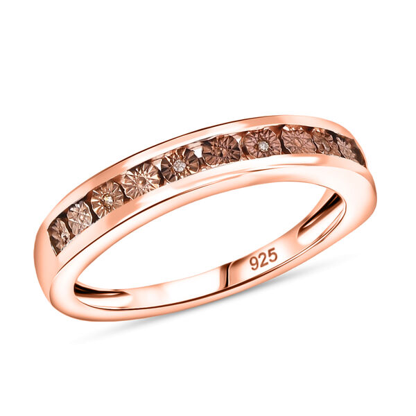 Natürlicher Champagner Diamant Ring 925 Silber 750 rosévergoldet (Größe 18.00) image number 3