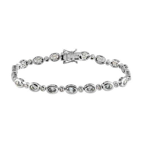 Espirito Santo Aquamarin und weißes Zirkon-Armband, ca. 20 cm, 925 Silber platiniert ca. 9,32 ct image number 0