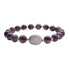 Afrikanisches Amethyst und weißes Zirkonia Armband, ca. 18 cm, Messing ca. 65,50 ct image number 0