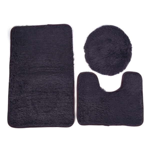 3er-Set Bad-Kollektion, extra weicher Duschvorleger 50x80 cm, WC-Vorleger 40x50 cm, WC-Deckel, dunkel Lila image number 1