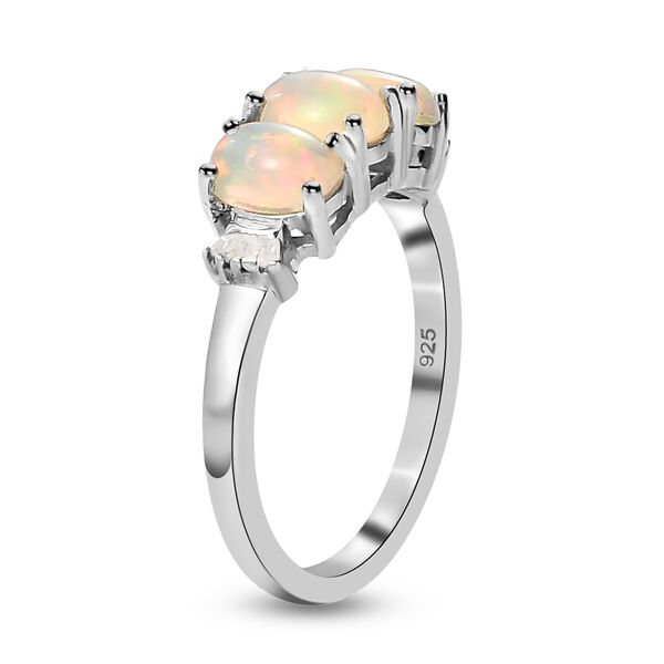 Natürlicher, äthiopischer Opal und weißer Diamant-Ring, 925 Silber platiniert, ca. 1,07 ct image number 5