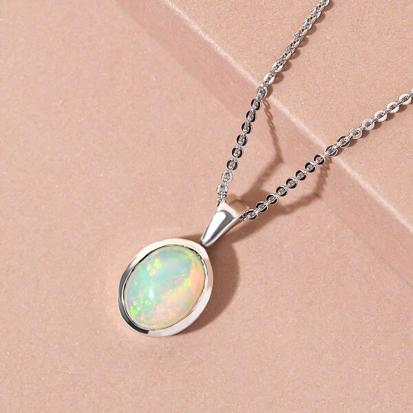 Nat&uuml;rlicher, &auml;thiopischer Opal-Anh&auml;nger mit Kette, 50 cm - 1,33 ct. image number 3