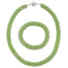 2er Set - Grüner Kristall Halskette und Armband, flexibel