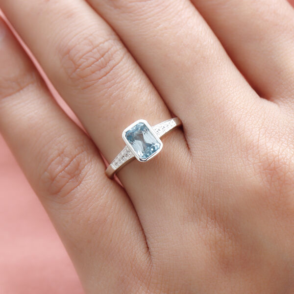 Kambodschanischer, blauer und weißer Zirkon-Ring, 925 Silber platiniert  ca. 1,46 ct image number 3
