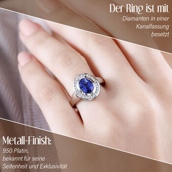 RHAPSODY AAAA Tansanit und VA EF Diamant Ring in 950 Platin - 2,26 ct.