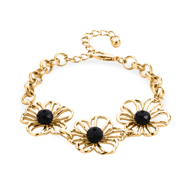 Lila Kristall Armband ca. 19 cm + 5 cm Extender, Gelb