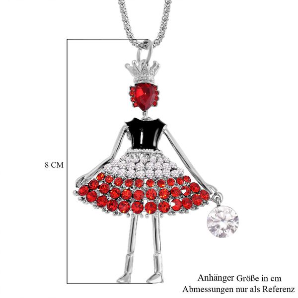 Emaillierte rote und weiße Kristall-Halskette, 70+5 cm image number 6