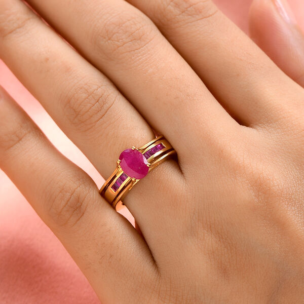 Afrikanischer Rubin (Fissure gef&uuml;llt) Ring 925 Silber vergoldet image number 3