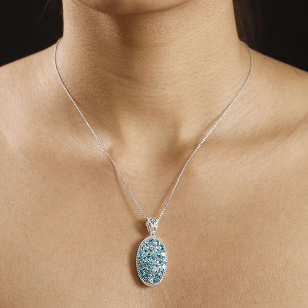 Betroka blauer Apatit und Zikon-Anhänger mit 50cm Kette - 6,49 ct. image number 3