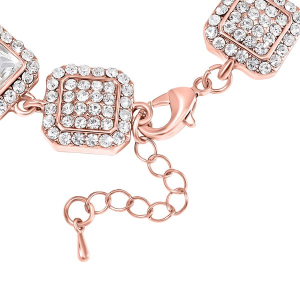 2er Set - Weißer Kristall Armband und Ohrringe, rosefarben image number 4