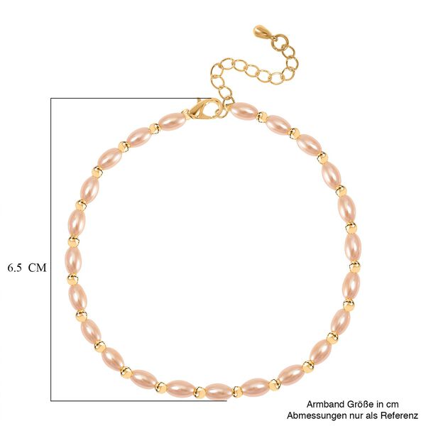 Goldene Muschelkernperle Armband ca. 18cm + 5cm Extender, Standard gelb vergoldet image number 5
