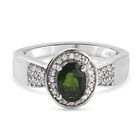 Natürlicher Chromdiopsid und Zirkon Halo Ring 925 Silber platiniert  ca. 0,99 ct image number 0