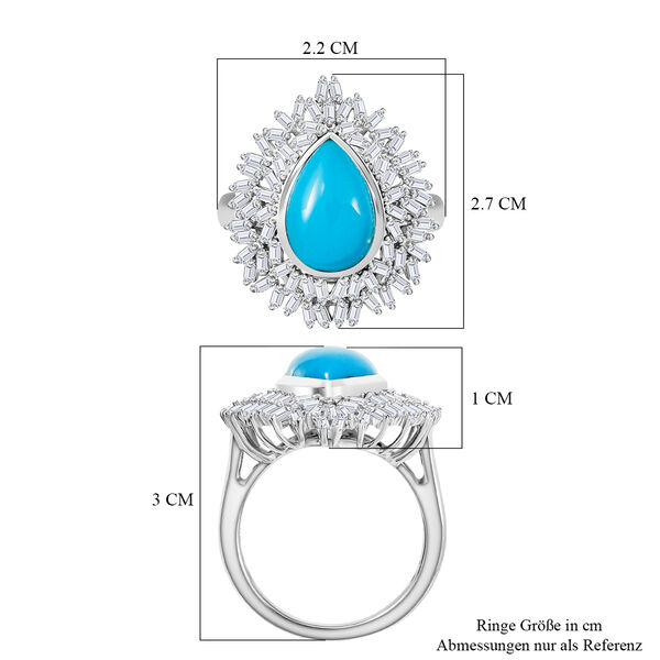 D joy Sleeping Beauty Türkis, Moissanit Ring 925 Silber rhodiniert (Größe 19.00) ca. 4.76 ct image number 7