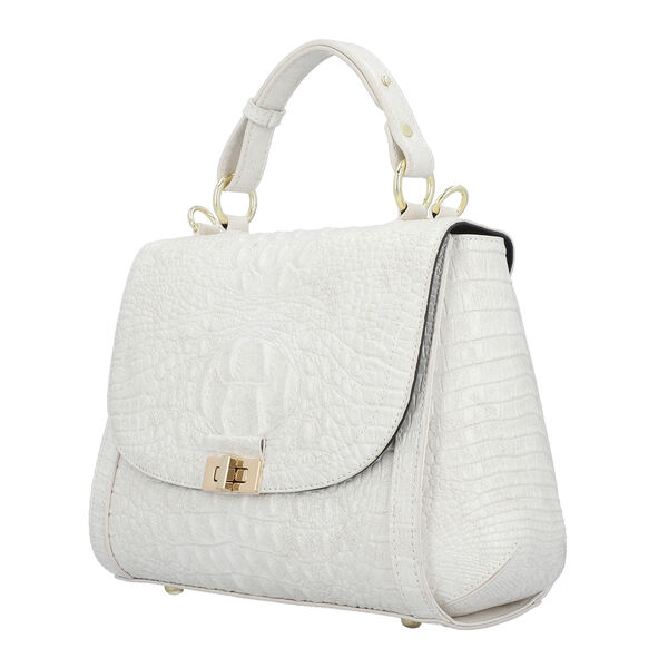 Luxus Crossbody Tasche mit Kroko-Prägung aus echtem Leder, Weiß image number 6