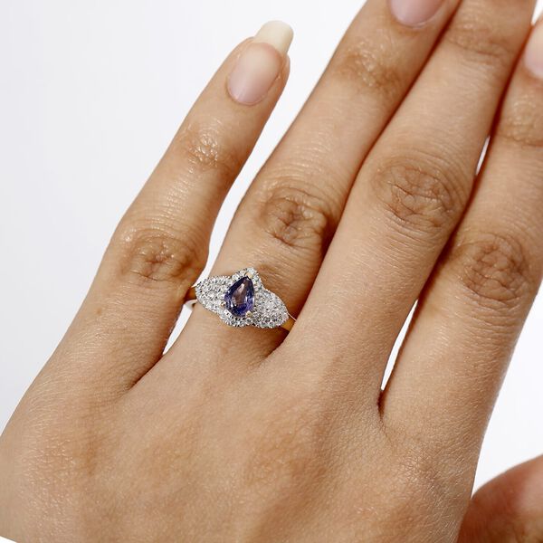 AAA Lila Saphir, Weißer Diamant Ring 417 Gold (Größe 16.50) ca. 1,15 ct image number 2