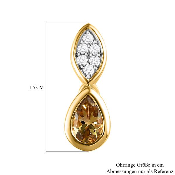AA nat&uuml;rliche, goldene Tansanit und Zirkon-Ohrringe - 0,65 ct. image number 6