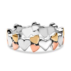 Dreifarbiger Bandring mit Herzmotiven