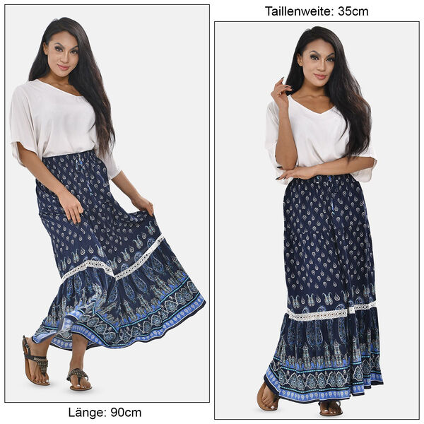 Langer Rock aus 100% Viskose, Dunkelblau, Einheitsgr&ouml;&szlig;e image number 5