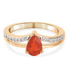 Feuer opal und Zirkon Ring 925 Silber Gelbgold Vermeil image number 0