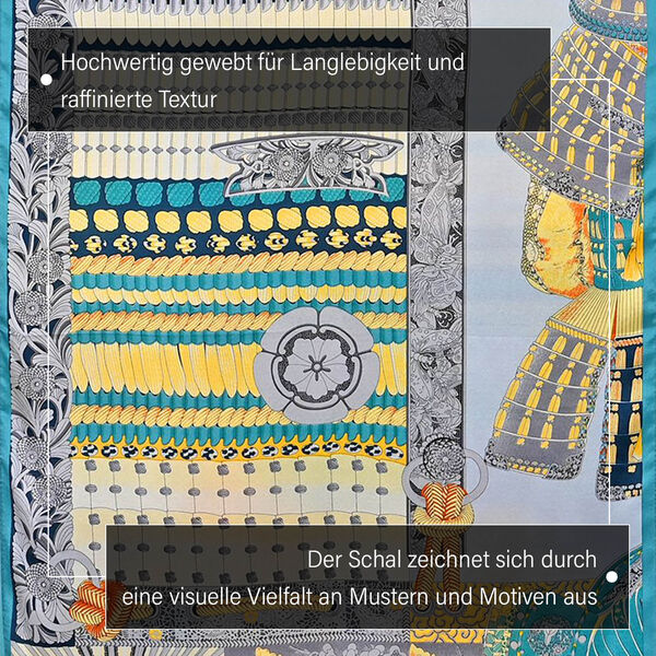 LA MAREY - 100% Maulbeeren-Seidenschal, Chiffon, 55x170 cm, Grau mit Multi-Muster image number 3