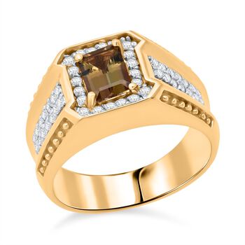 D'Joy nat&uuml;rlicher goldener Tansanit und Zirkon Ring - 1,68 ct.
