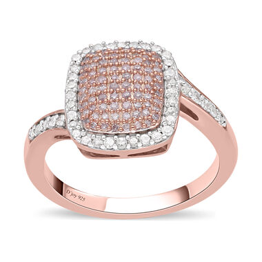 Natürlicher rosa und weißer Diamantring - 0,50 Karat.
