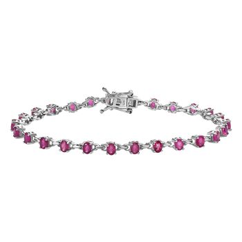 Afrikanischer Rubin (Fissure gef&uuml;llt) Armband, ca. 19 cm, 925 Silber platiniert ca. 6.75 ct