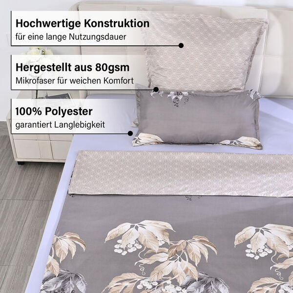 Bettwäsche-Set 6tlg. – Blumendesign, grau image number 5