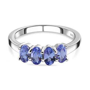 AA Tansanit-Ring, 925 Silber platiniert (Gr&ouml;&szlig;e 16.00) ca. 0,93 ct