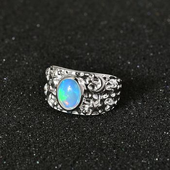 Nat&uuml;rlicher, &auml;thiopischer Welo Opal Ring 925 Silber (Gr&ouml;&szlig;e 17.00) ca. 1,30 ct