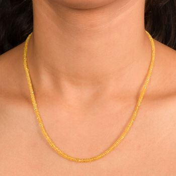 AA Gelber Saphir Halskette ca. 45 cm 925 Silber 750 Gelbgold Vermeil ca. 45,00 ct.