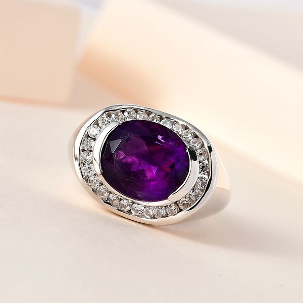 Afrikanischer Amethyst und Zirkon-Ring - 4,91 ct. image number 2