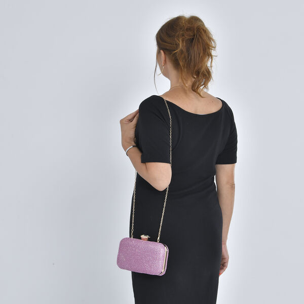 Moderne Clutch mit Kristallverzierung, 20x4x2 cm, Rosa image number 3