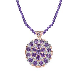 D'Joy AAA Rose De France Amethyst Schmuckset ca. 45 cm 925 Silber 750 Roségold Vermeil ca. 42,11 ct.